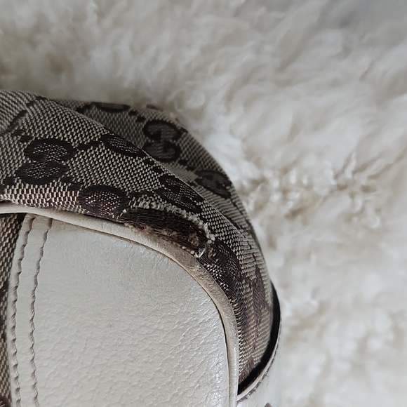 VINTAGE GUCCI GG Canvas Princely  Sherry Line Ribbon Tote Bag Line - Picture 8 of 10